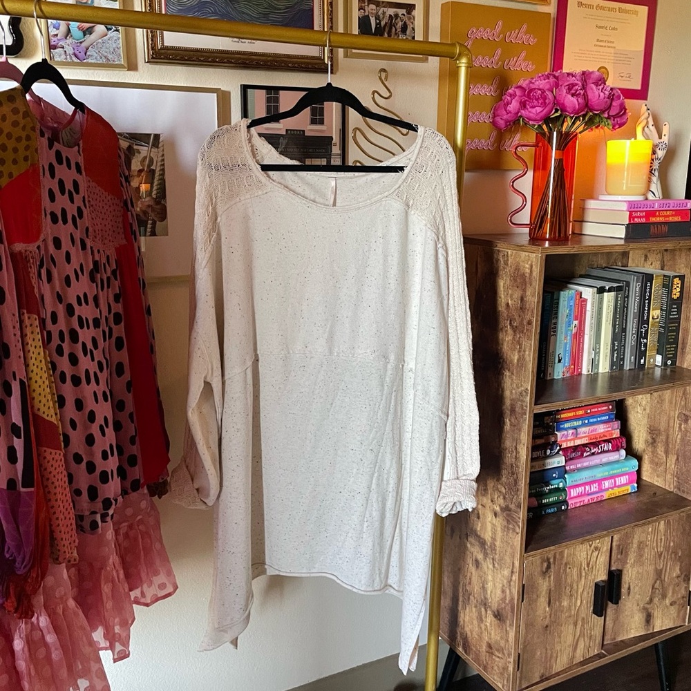 Free People Ivory Oversized Boho Tunic Pullover - Picture 5 of 13